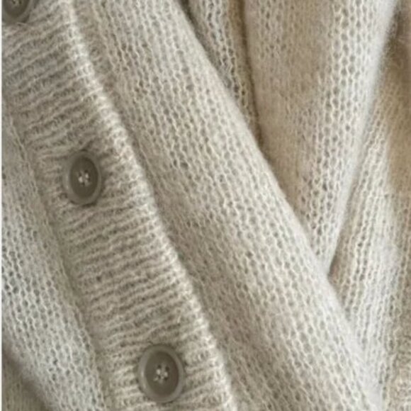 Jenni Kayne Boyfriend Alpaca Wool Knit Cardigan - Sand Cream Off White - Picture 8 of 8